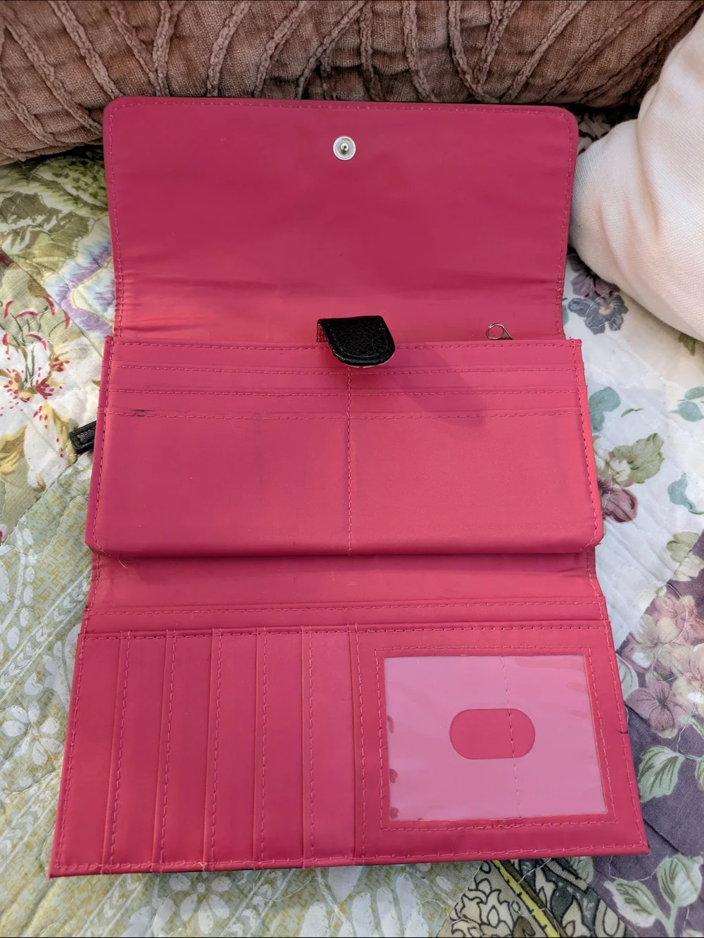 Polka Dot Black Wallet & Hot Pink Makeup/Coin Set